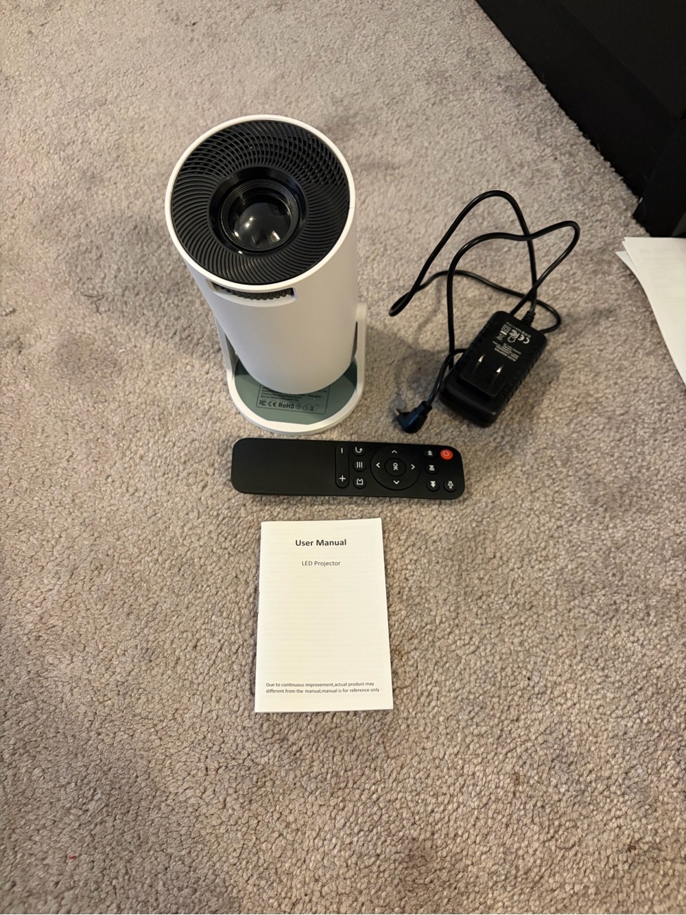 Compact White Portable LED Projector with Remote and Power Adapter - Picture 2 of 4
